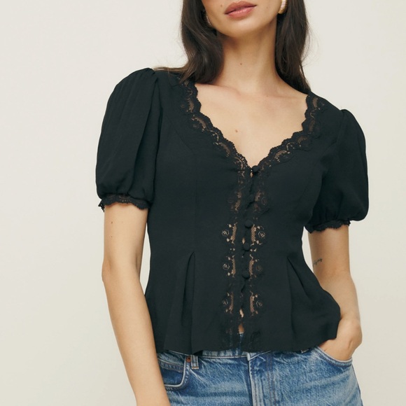 LIKE NEW REFORMATION Minette Top Black size 2
